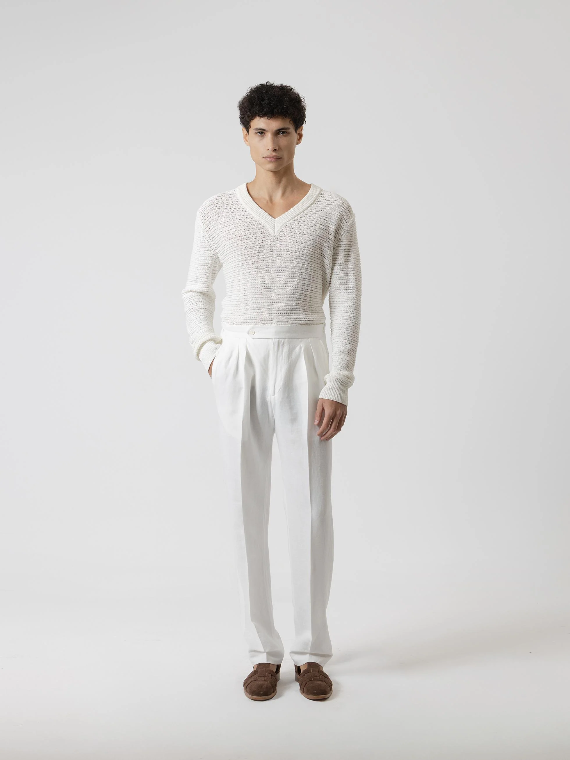 PANTALÓN LINO RELAXED FIT BLANCO - Image 4