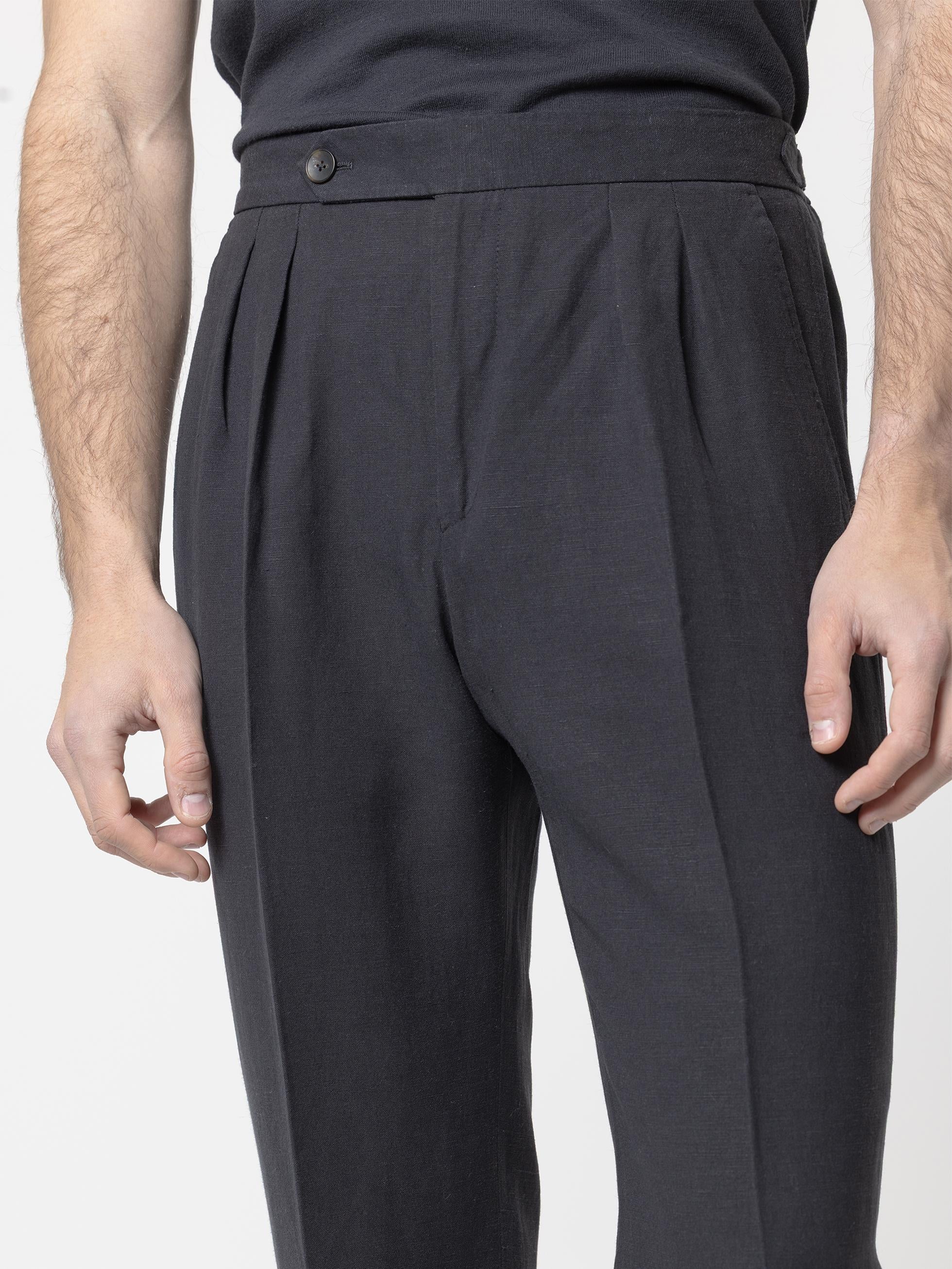 PANTALÓN LINO RELAXED FIT AZUL MARINO - Image 2