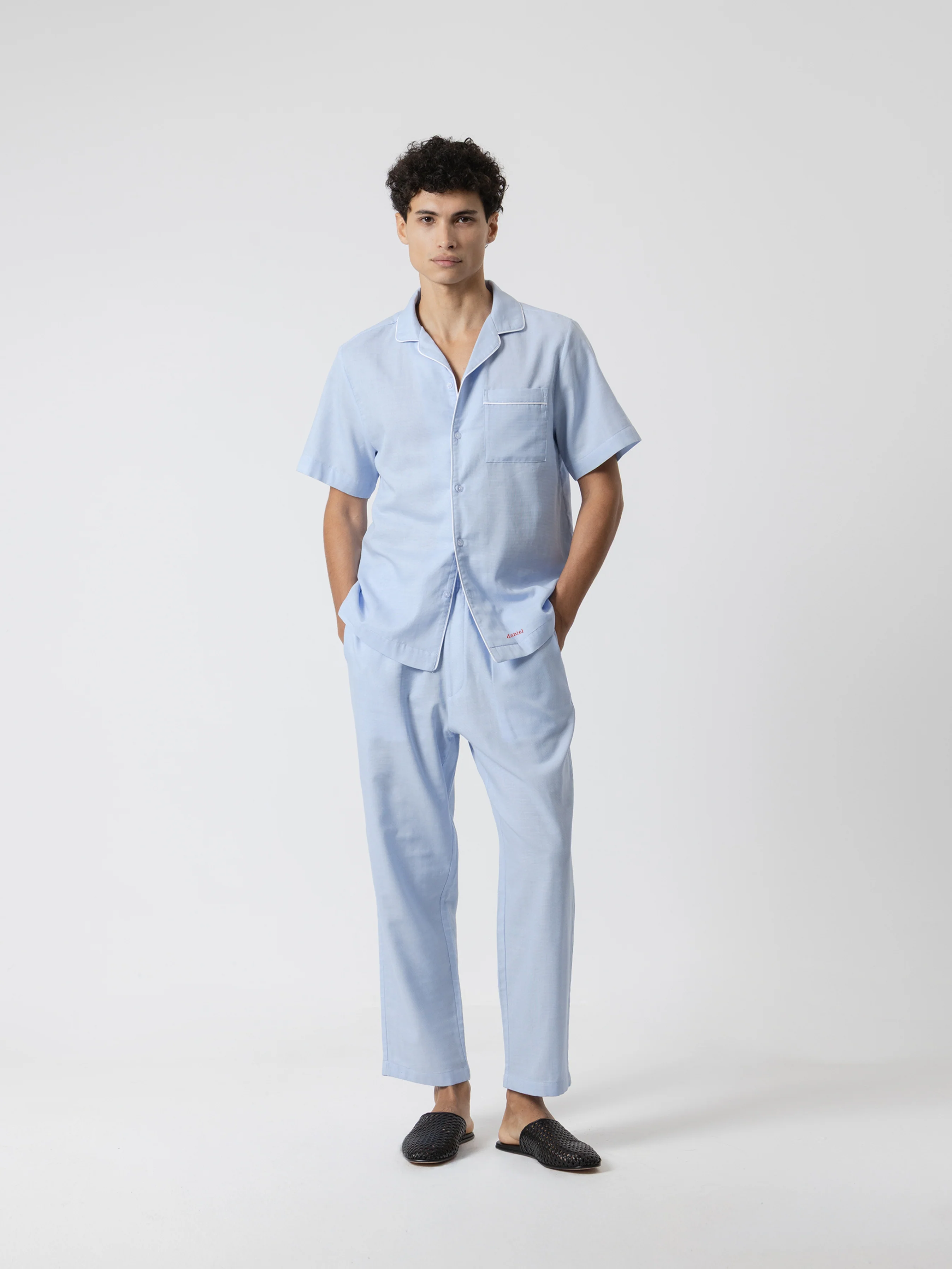 PIJAMA ALGODÓN ESTRUCTURA AZUL CELESTE