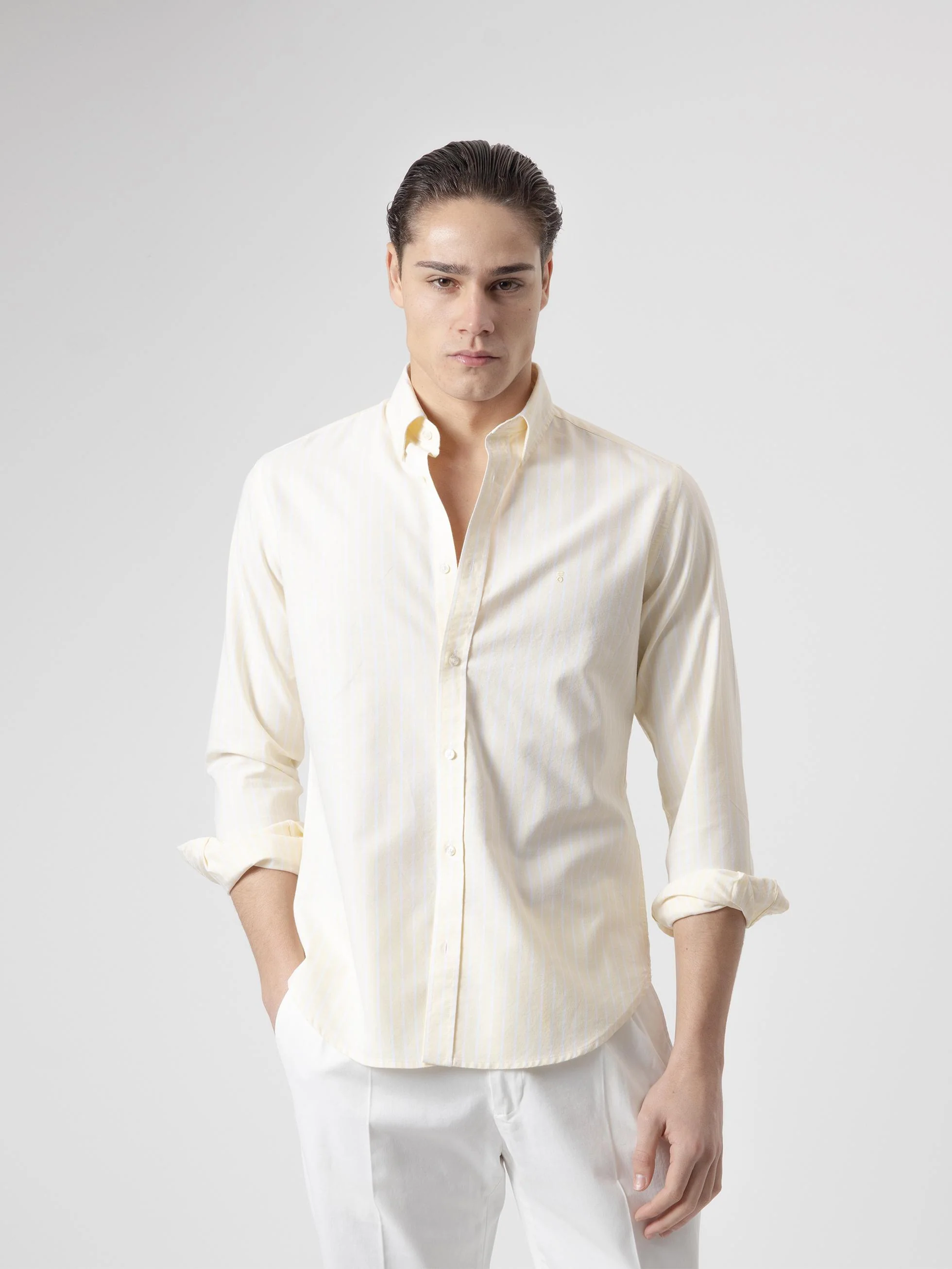 CAMISA ALGODÓN RAYAS AMARILLA - Image 3
