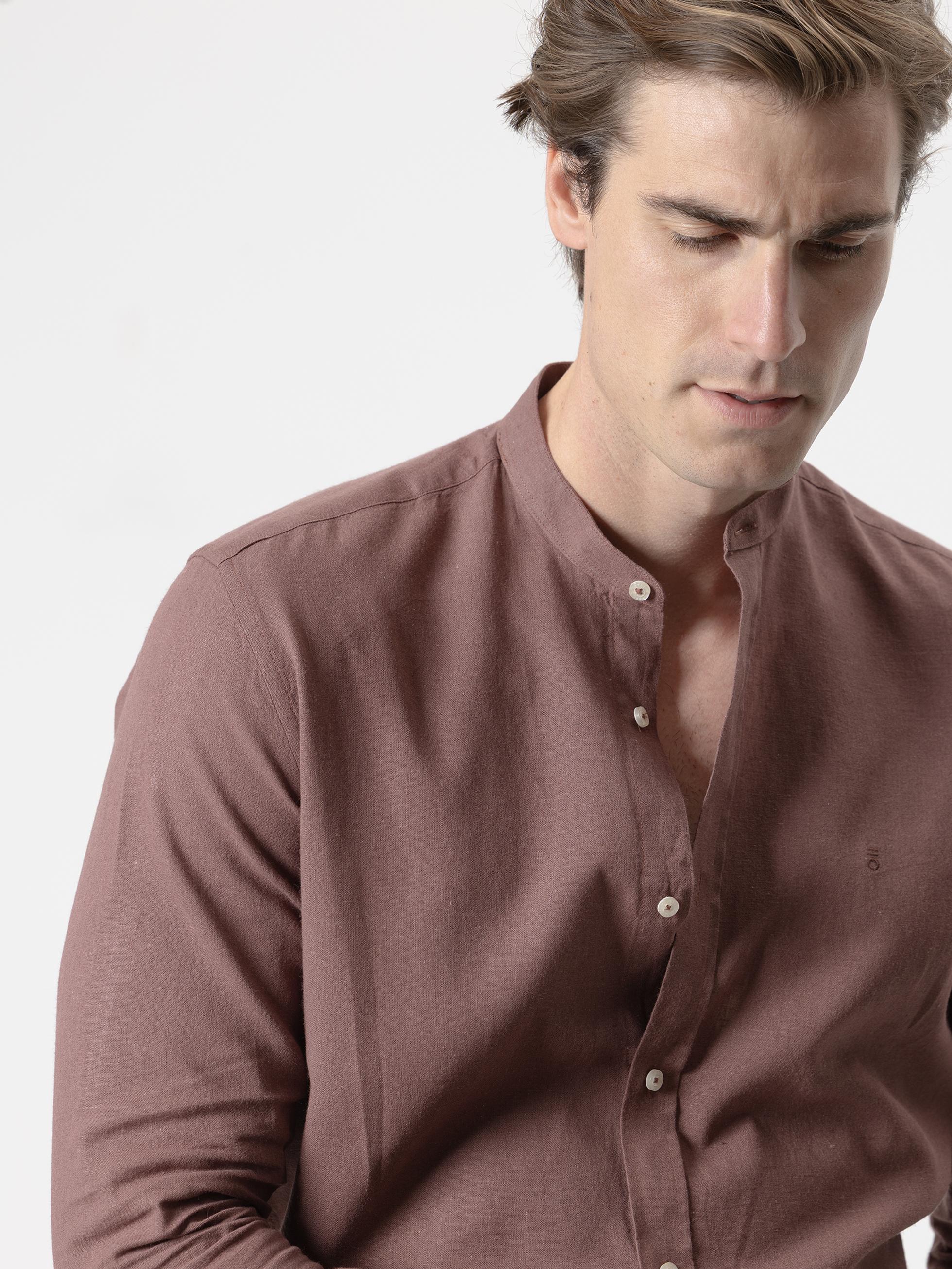 CAMISA CUELLO MAO LINO CHOCOLATE - Image 2