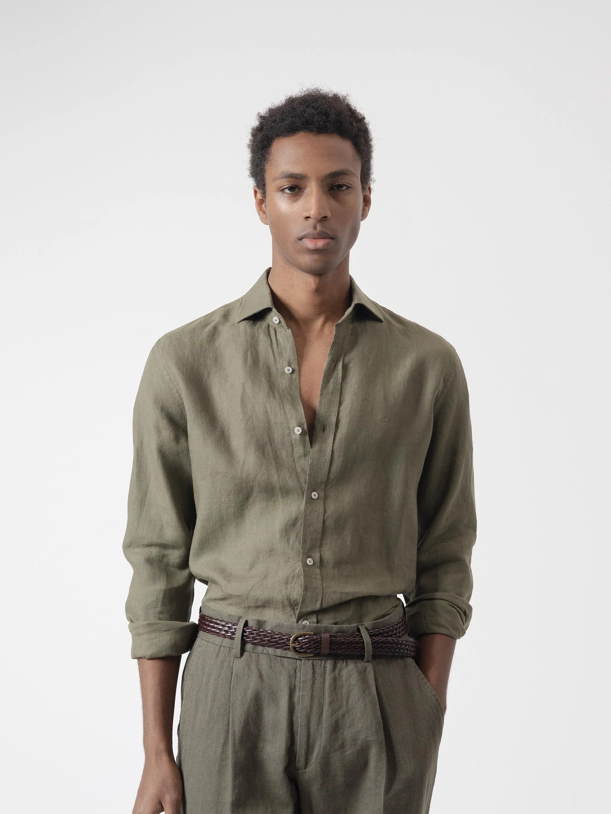 CAMISA LINO VERDE MILITAR - Image 4
