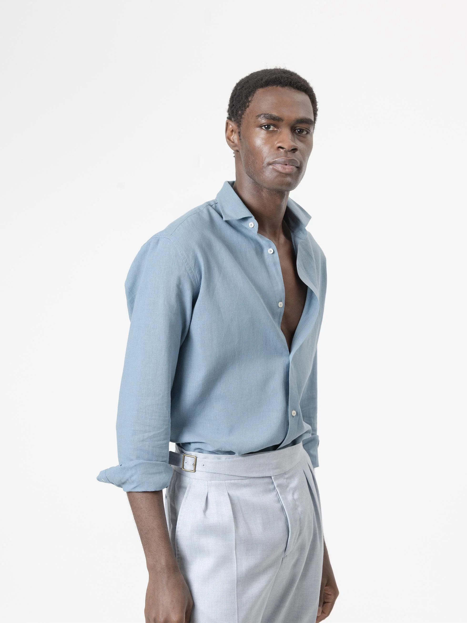 CAMISA LINO AZUL PORCELANA - Image 3