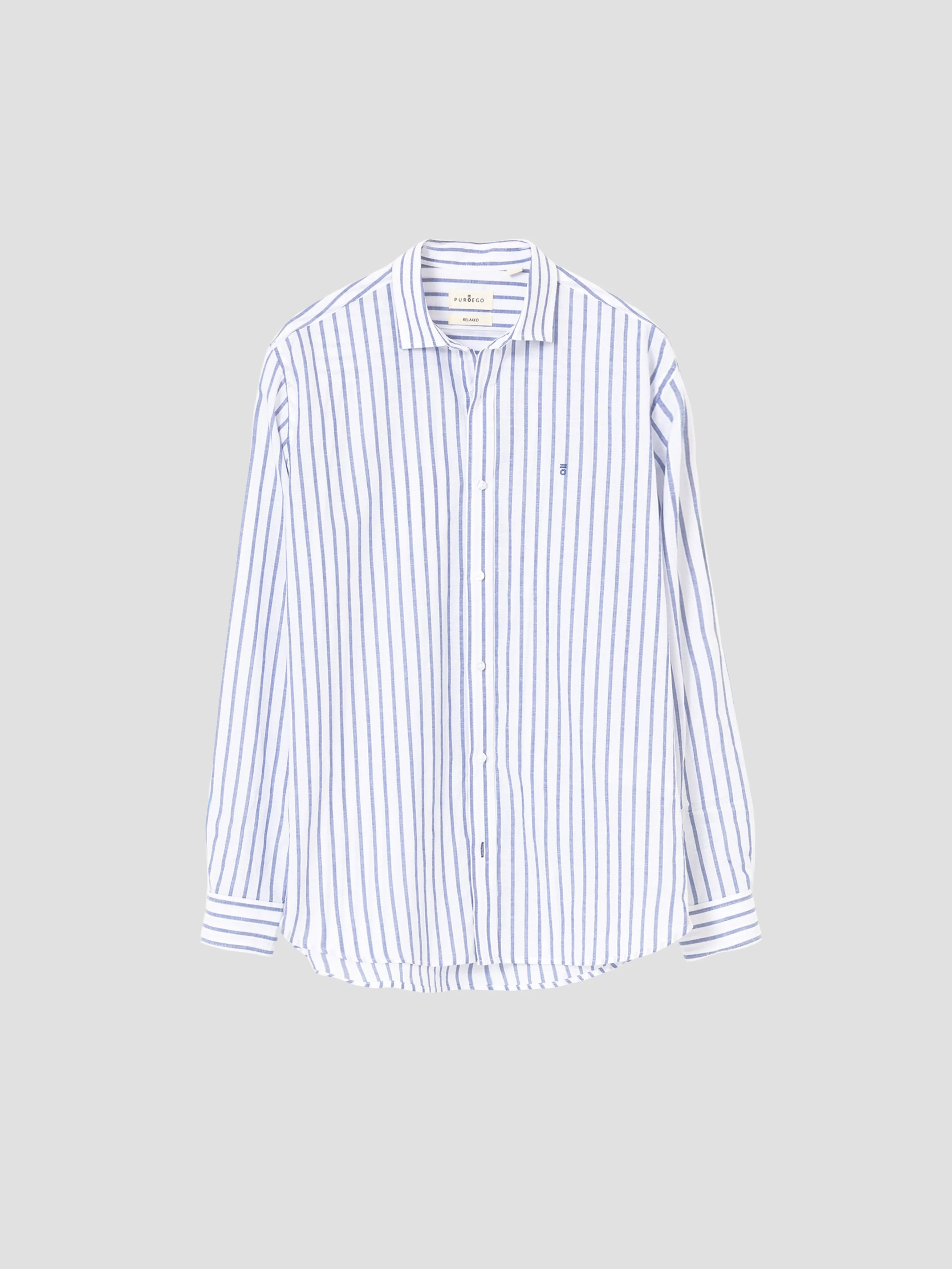 CAMISA RAYAS LINO AZUL