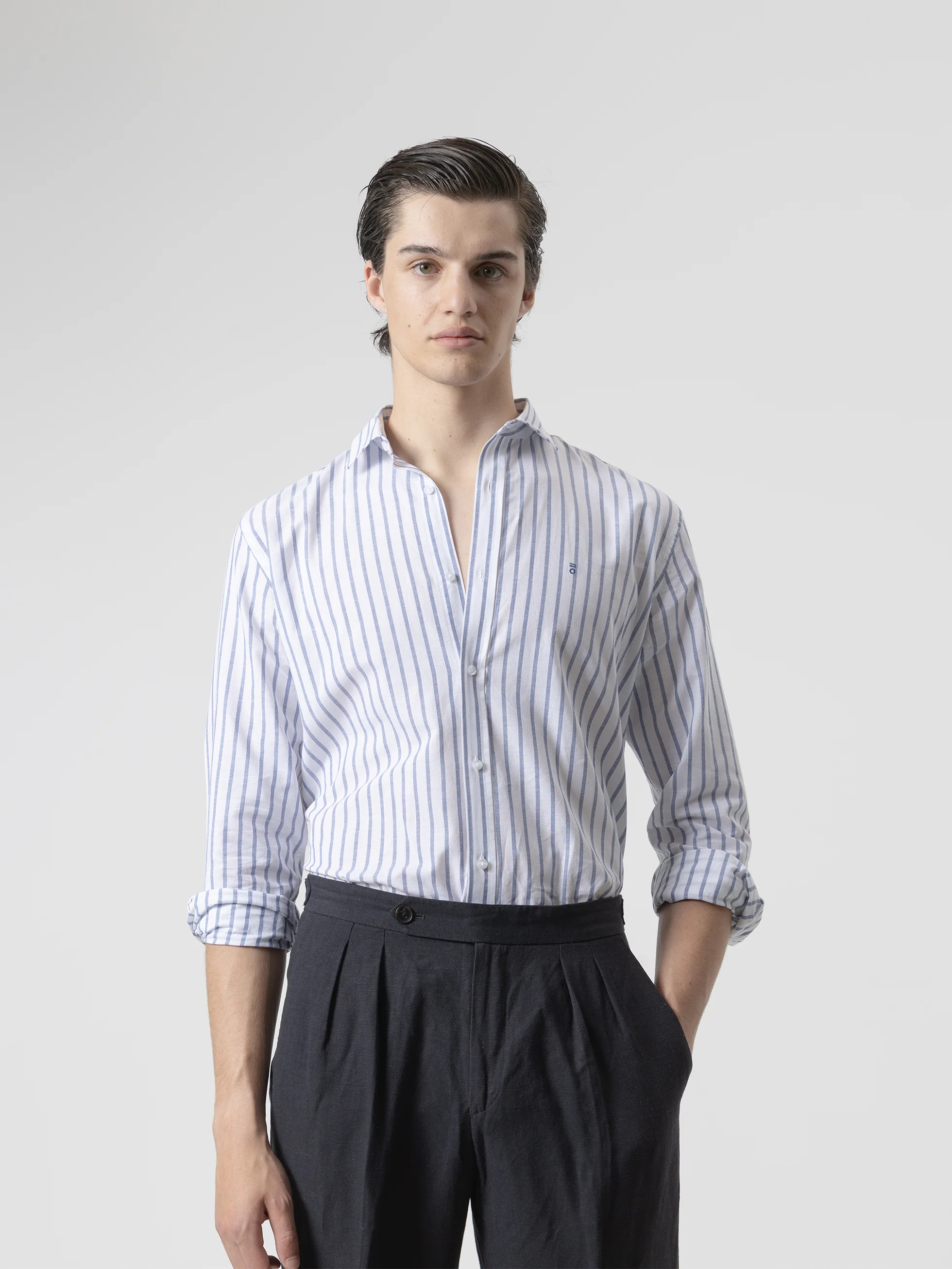CAMISA RAYAS LINO AZUL - Image 3