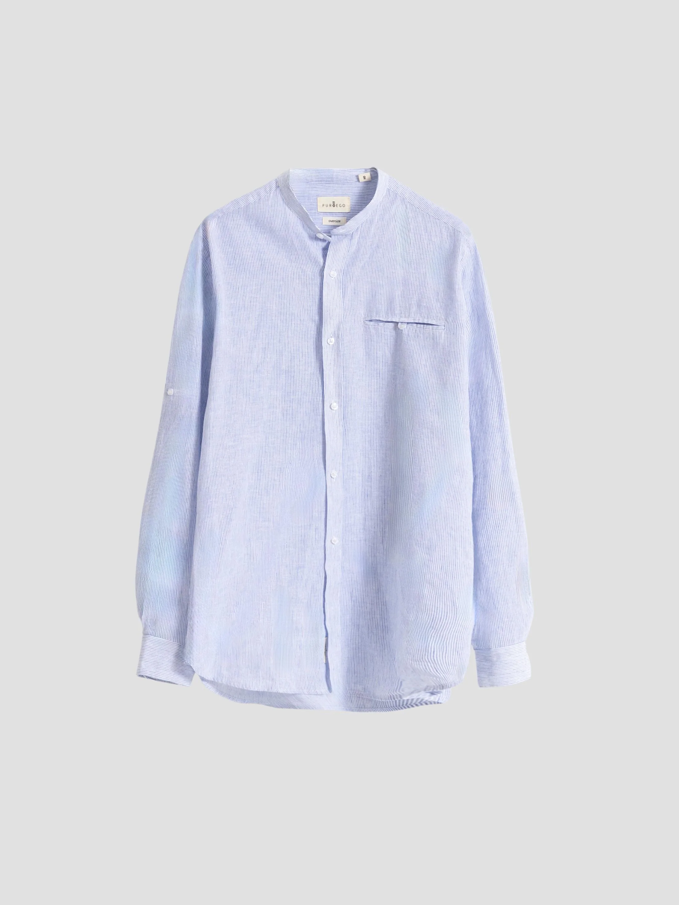 CAMISA MILRAYAS LINO CUELLO MAO AZUL