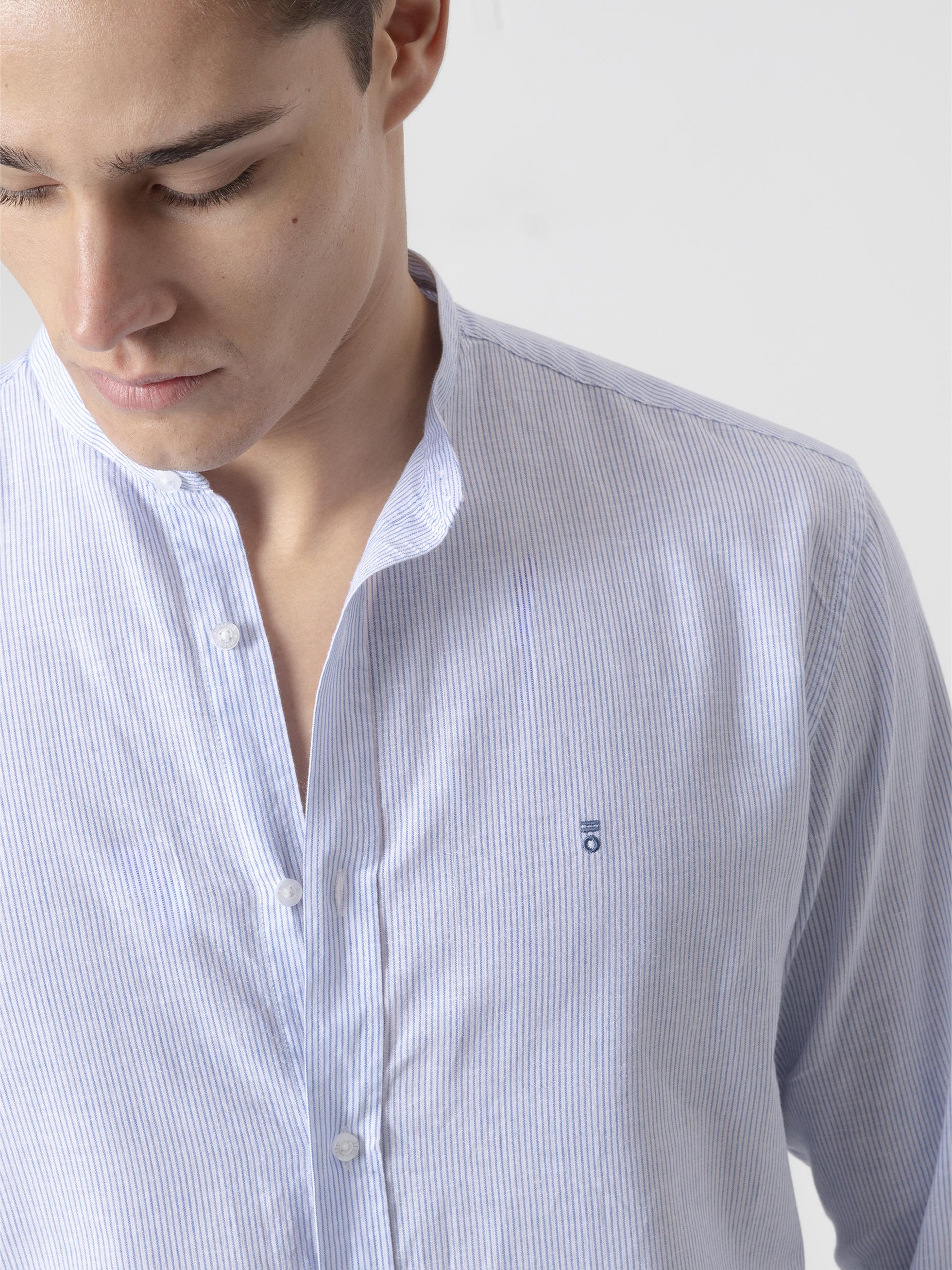 CAMISA MILRAYAS LINO CUELLO MAO AZUL - Image 2