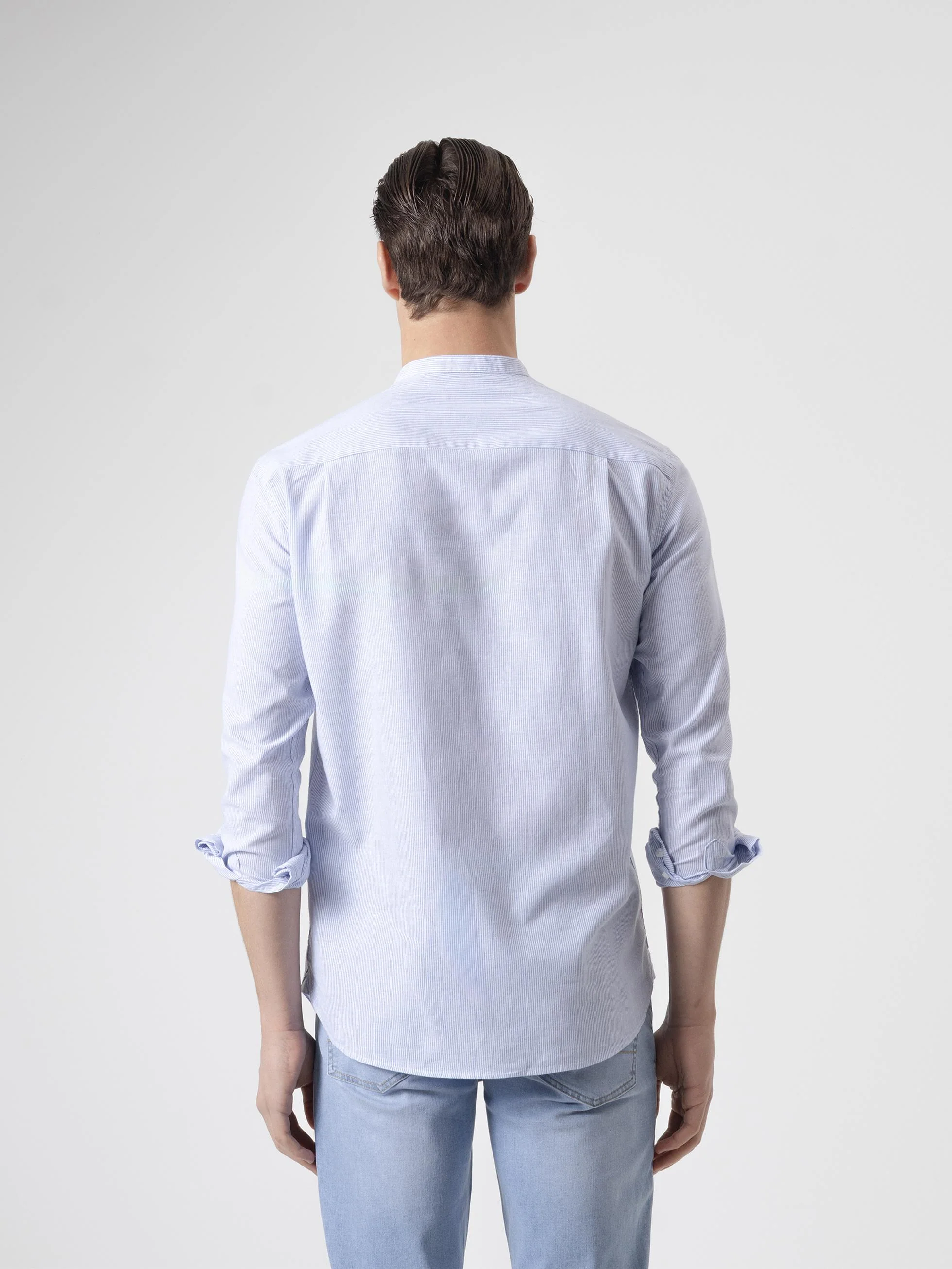 CAMISA MILRAYAS LINO CUELLO MAO AZUL - Image 5