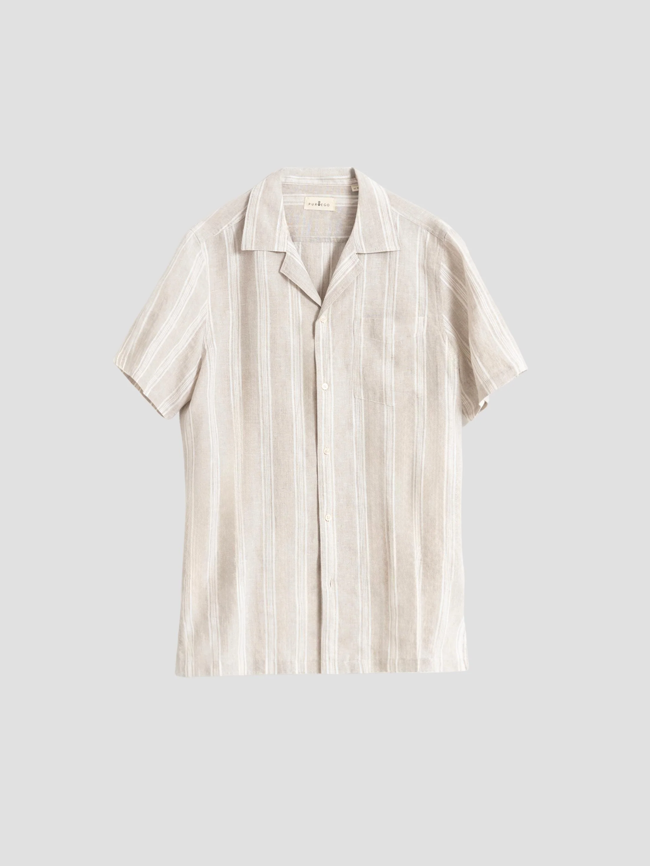 CAMISA RAYAS LINO PIEDRA