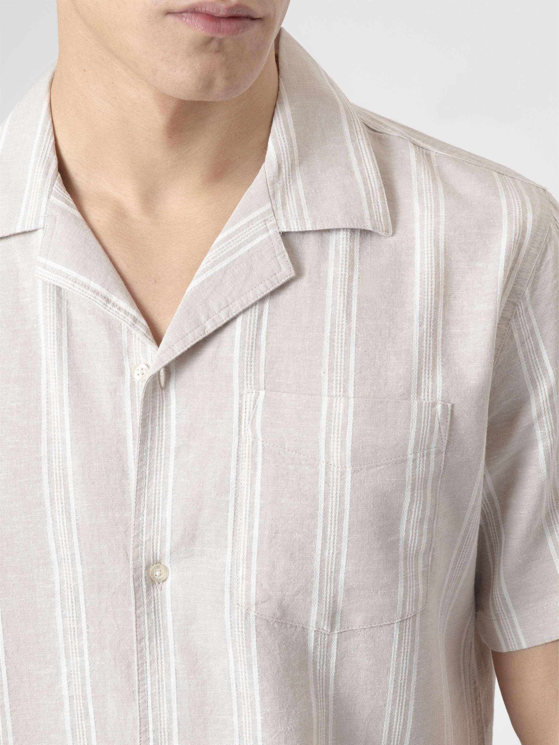 CAMISA RAYAS LINO PIEDRA - Image 2