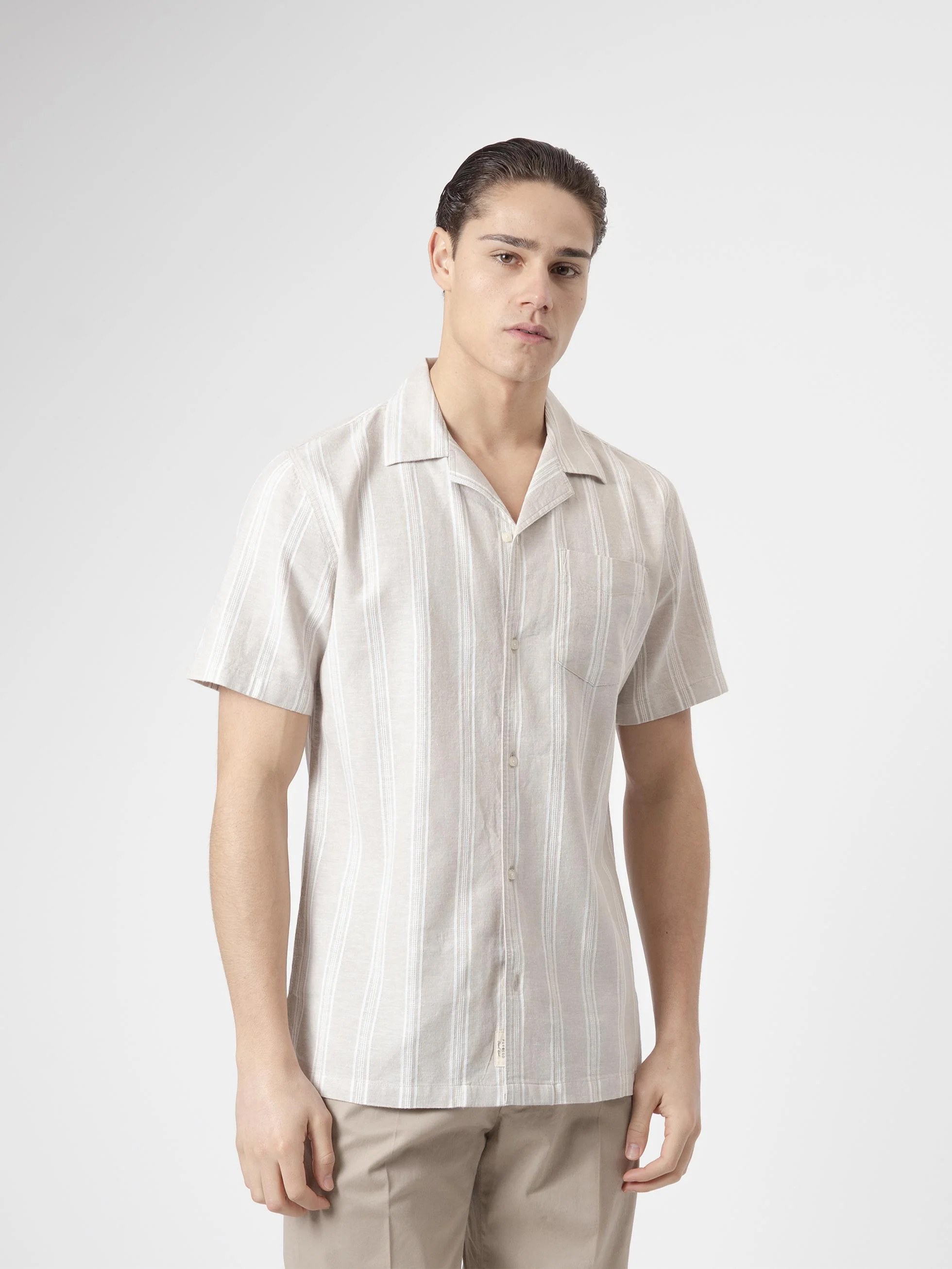 CAMISA RAYAS LINO PIEDRA - Image 3