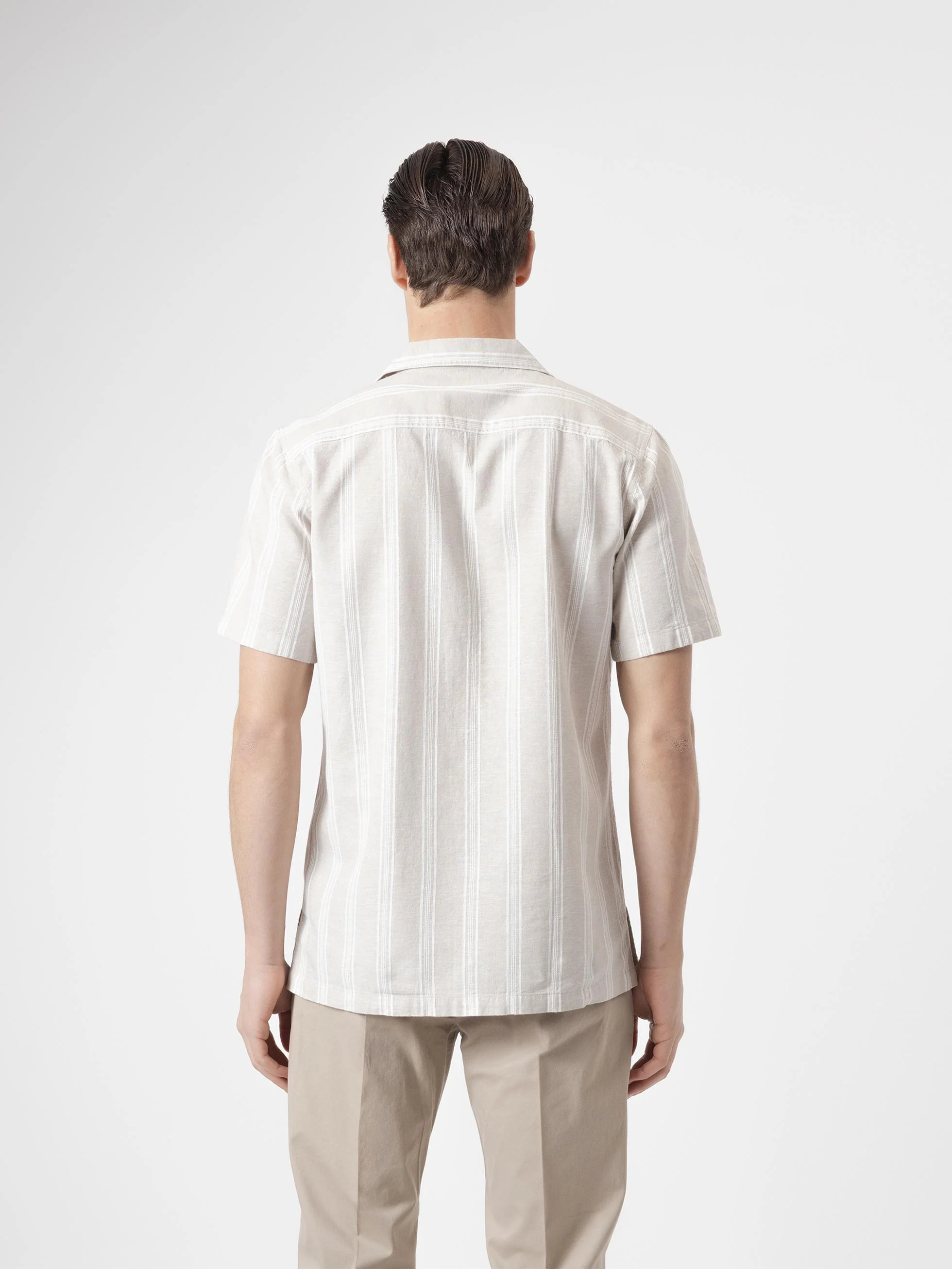 CAMISA RAYAS LINO PIEDRA - Image 5