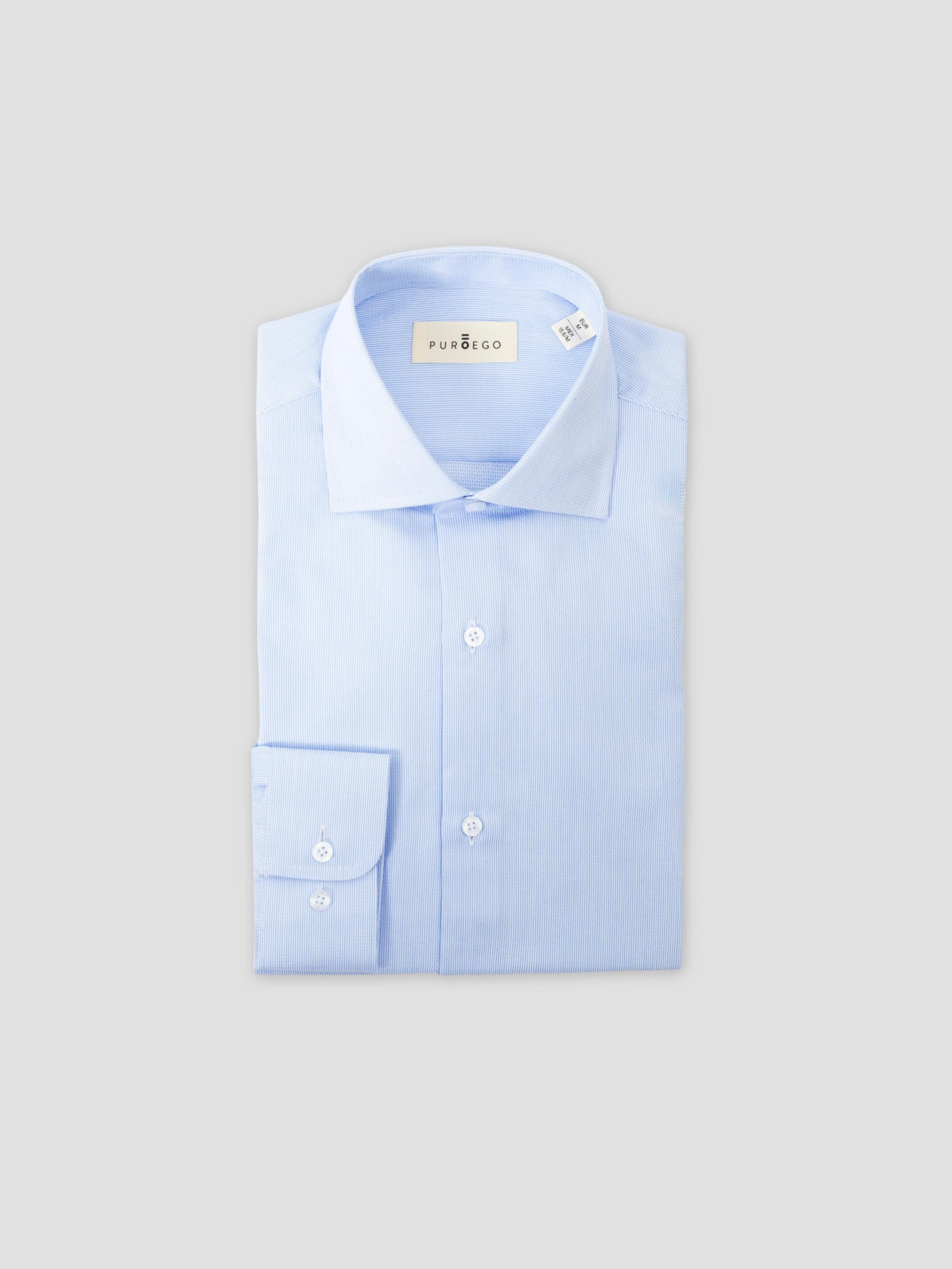 CAMISA VESTIR MIL RAYAS CELESTE