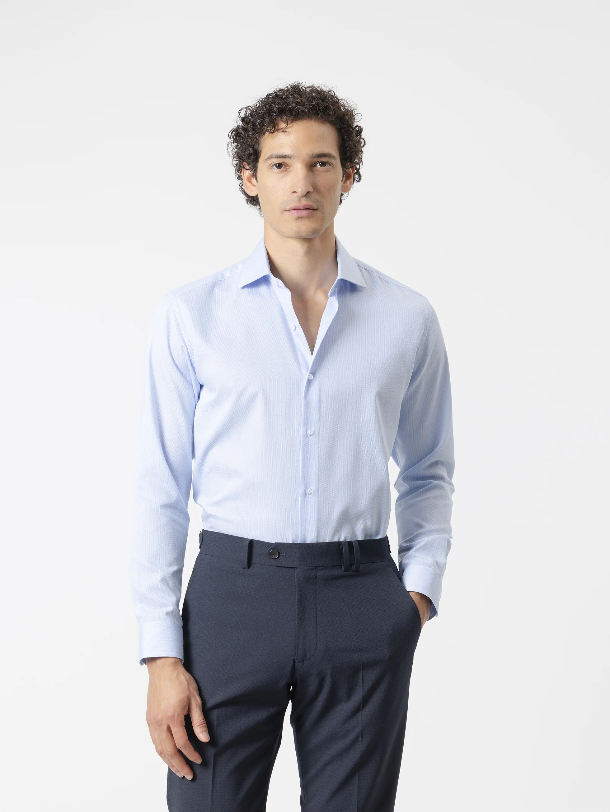 CAMISA VESTIR MIL RAYAS CELESTE - Image 3