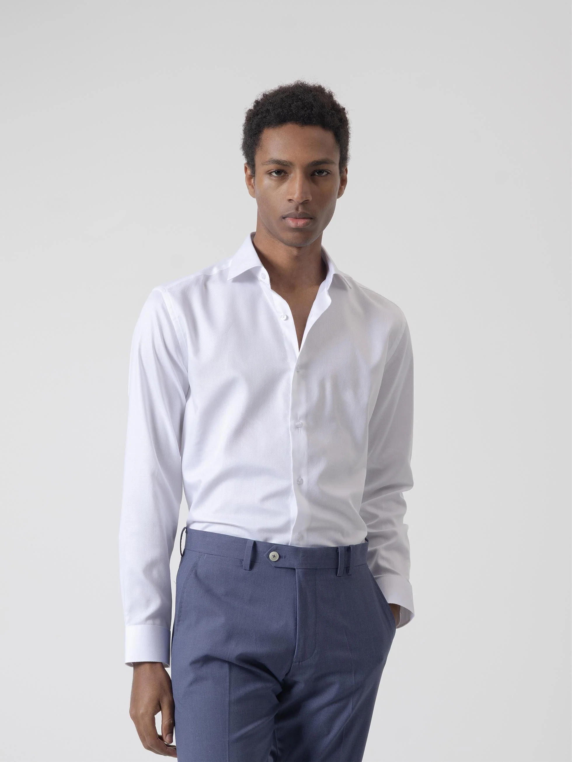CAMISA VESTIR DOBBY BLANCA - Image 3