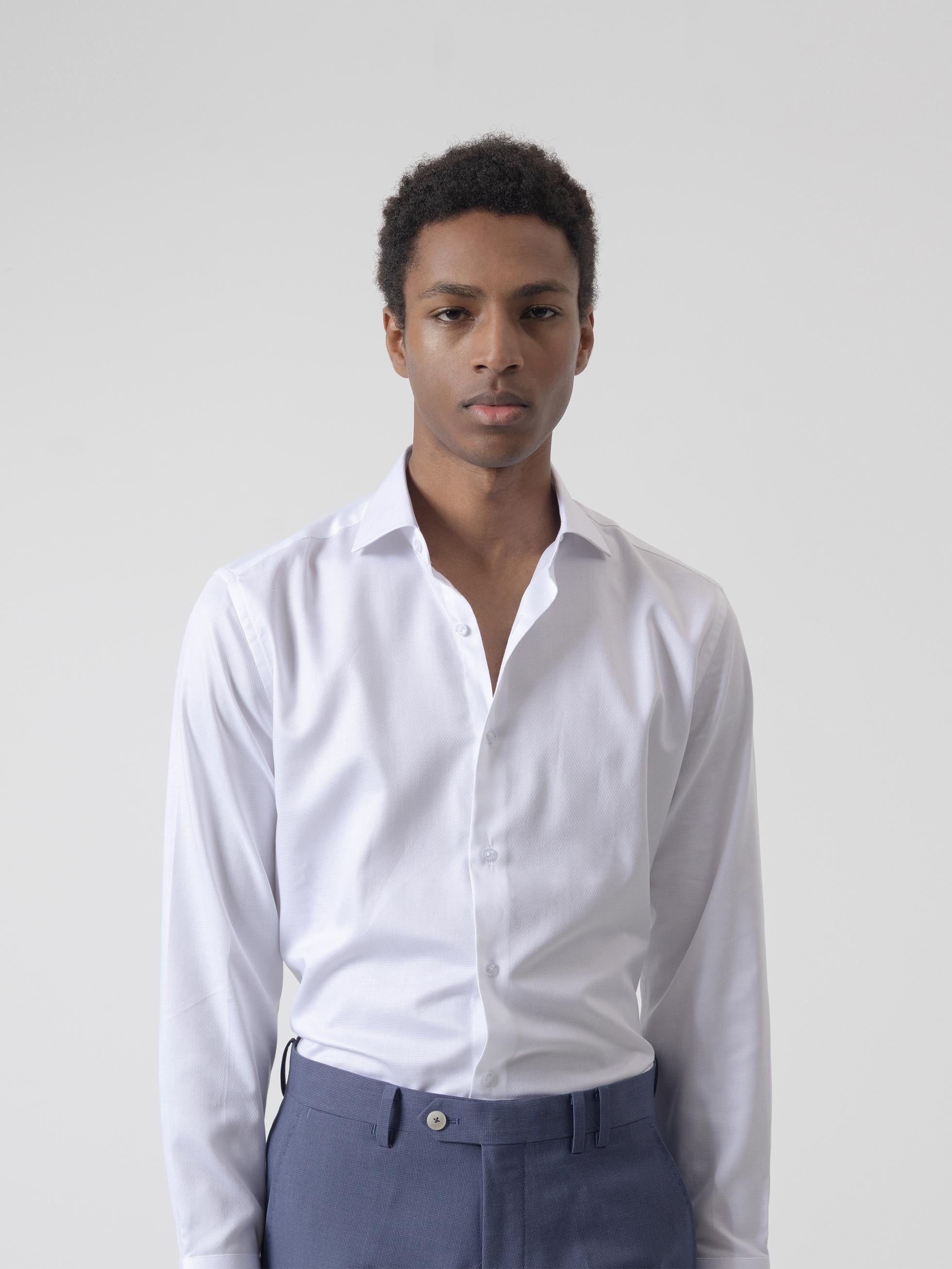 CAMISA VESTIR DOBBY BLANCA - Image 4