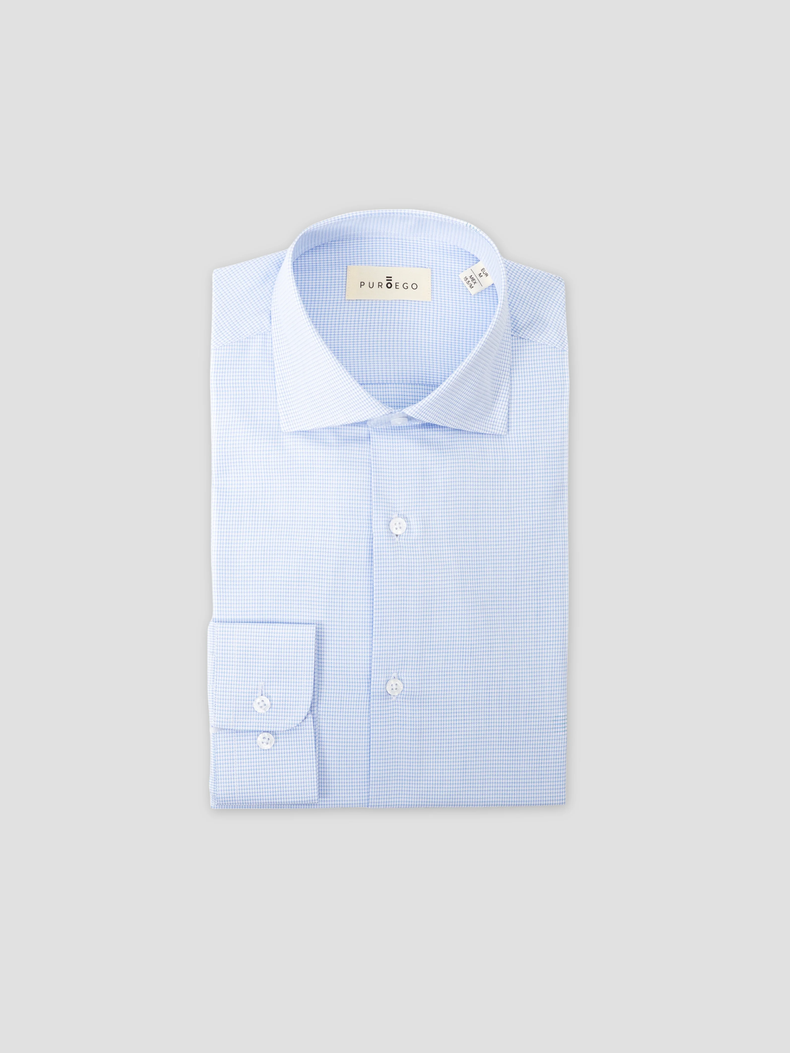 CAMISA VESTIR PATA DE GALLO CELESTE