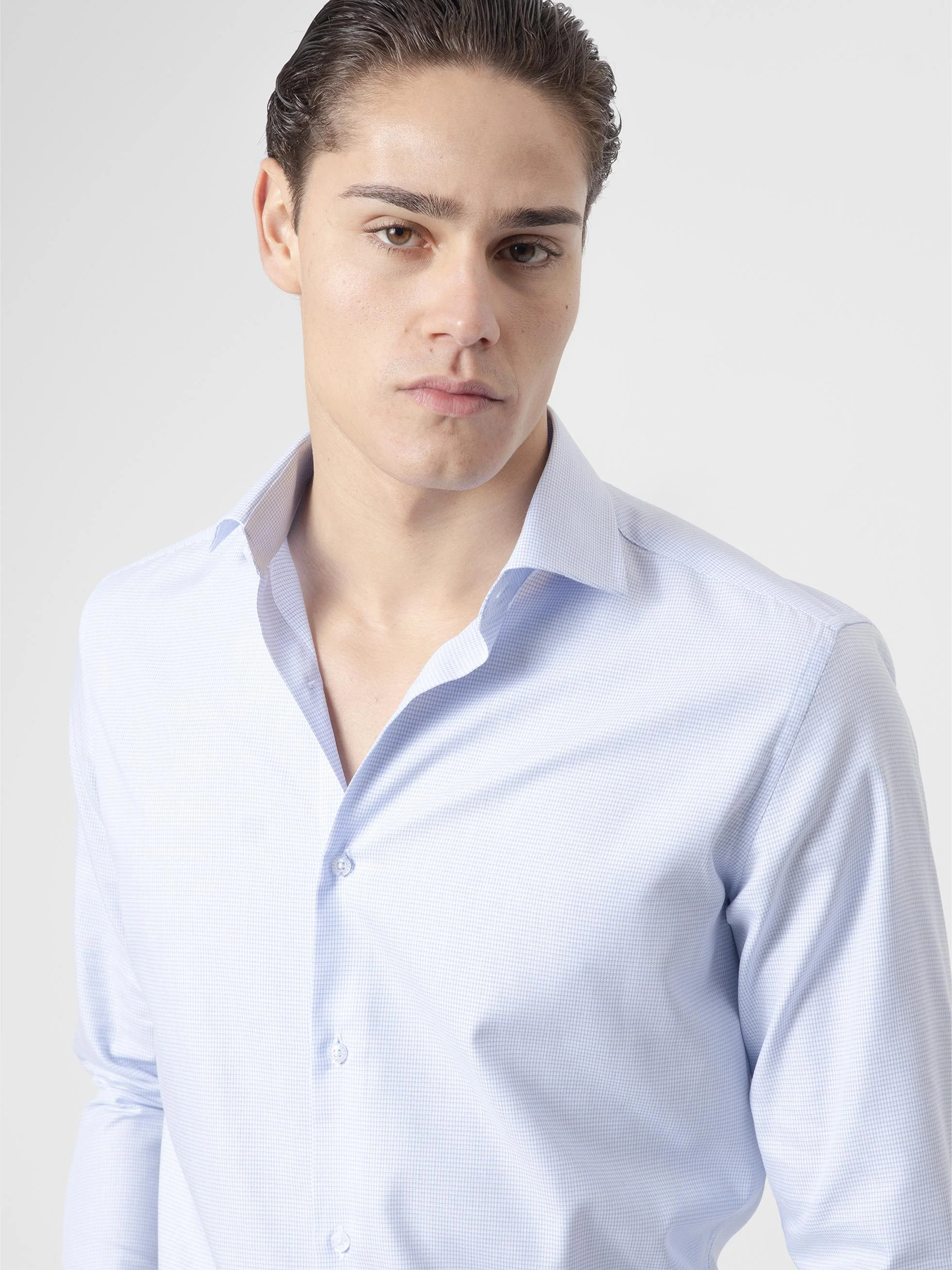 CAMISA VESTIR PATA DE GALLO CELESTE - Image 2