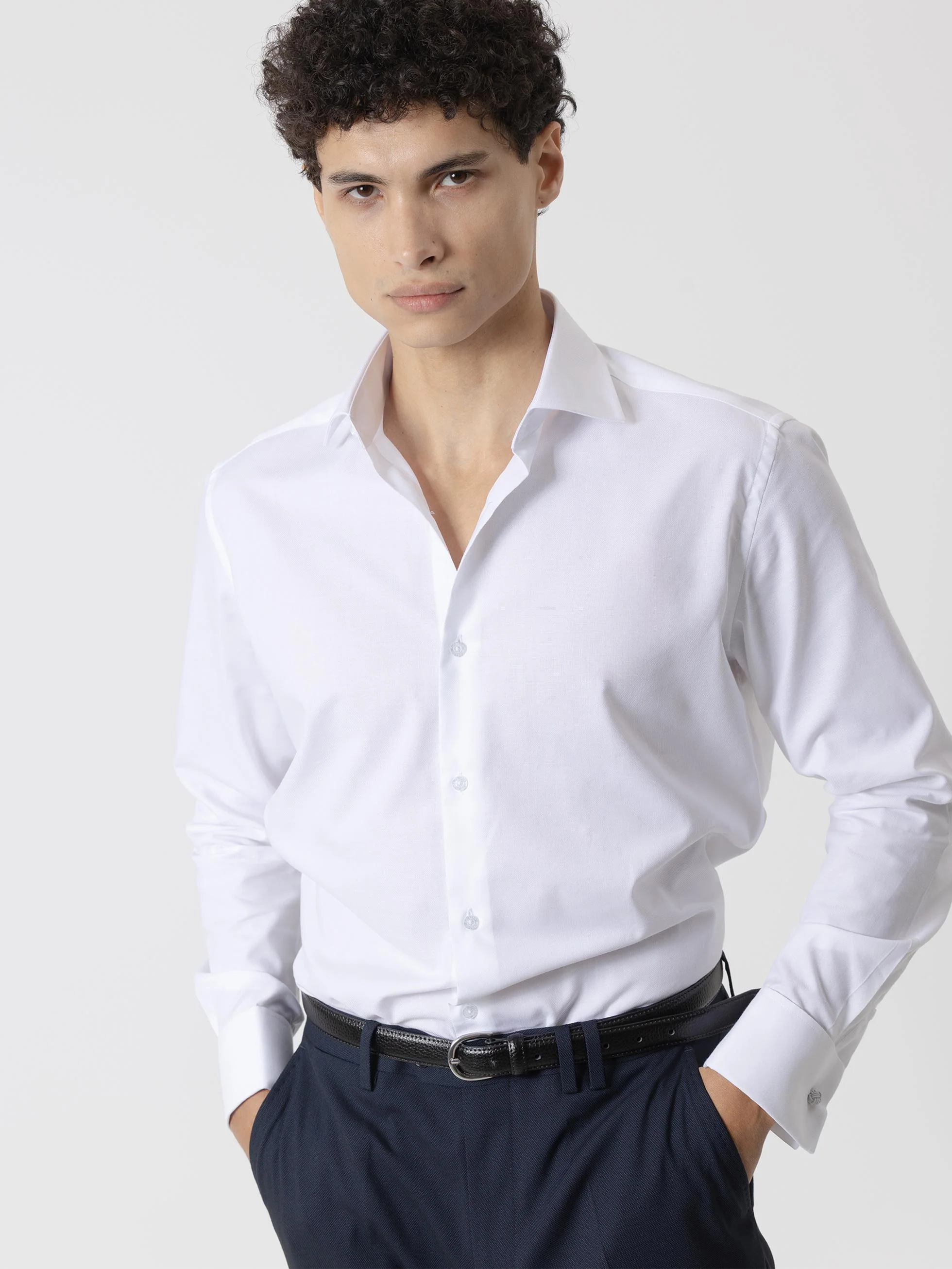 CAMISA VESTIR PUÑO GEMELO ESTRUCTURA BLANCA - Image 3