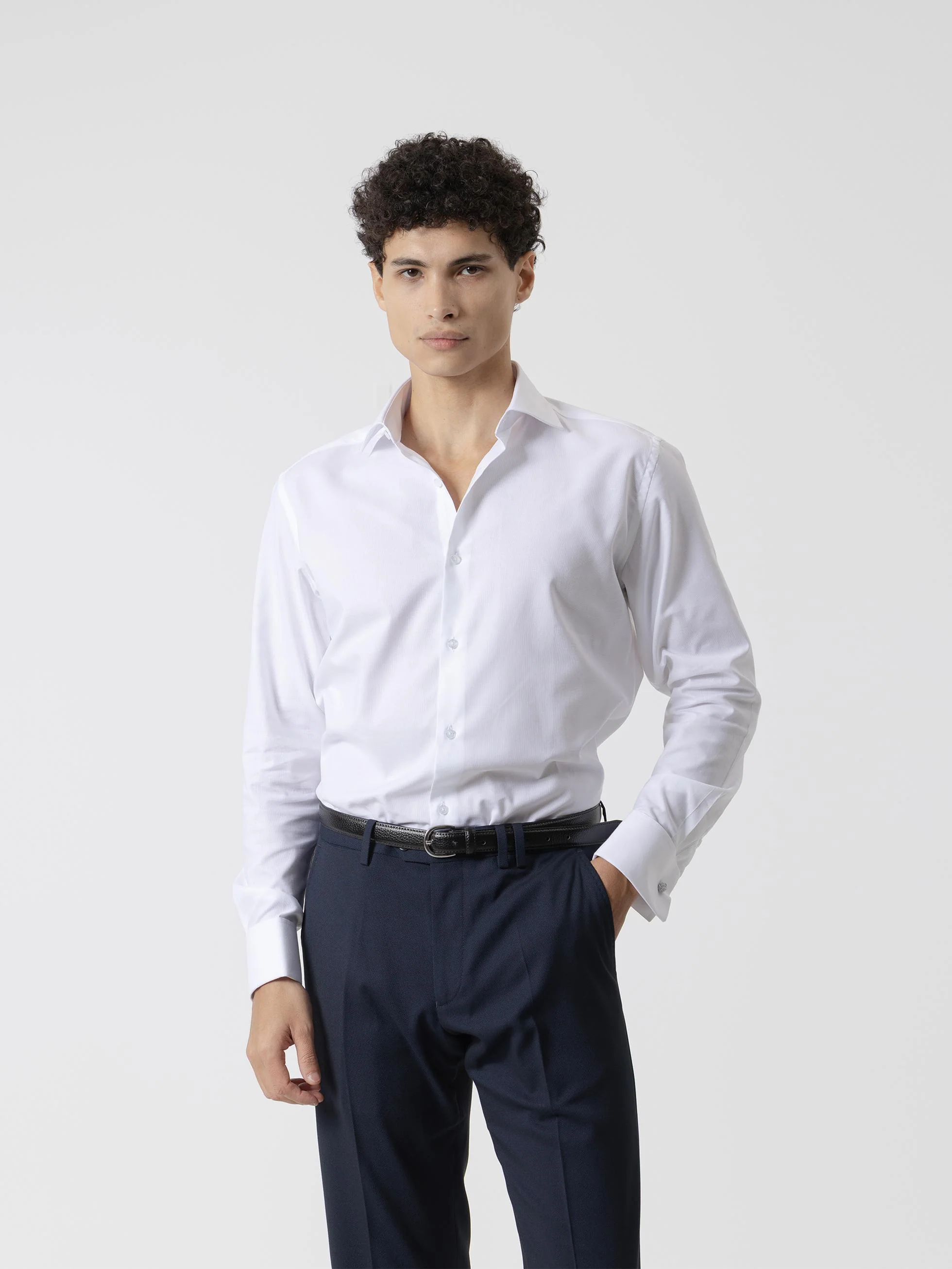 CAMISA VESTIR PUÑO GEMELO ESTRUCTURA BLANCA - Image 4