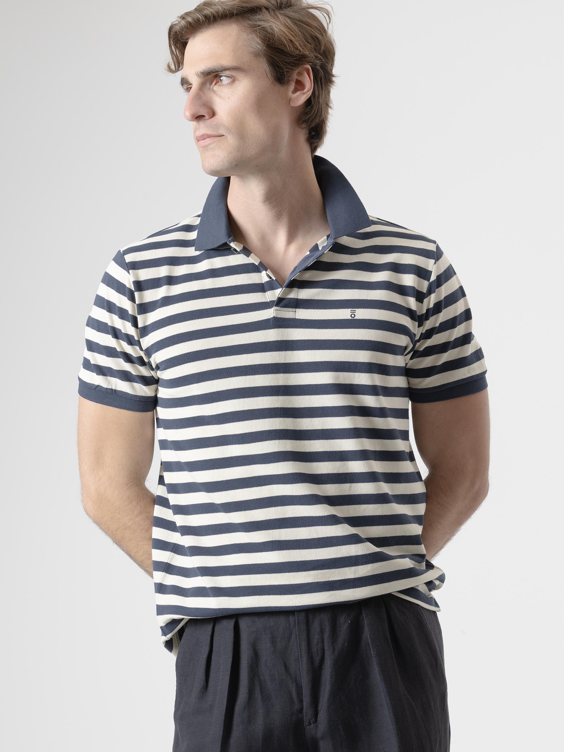 POLO PIQUE RAYAS MARINO - Image 3