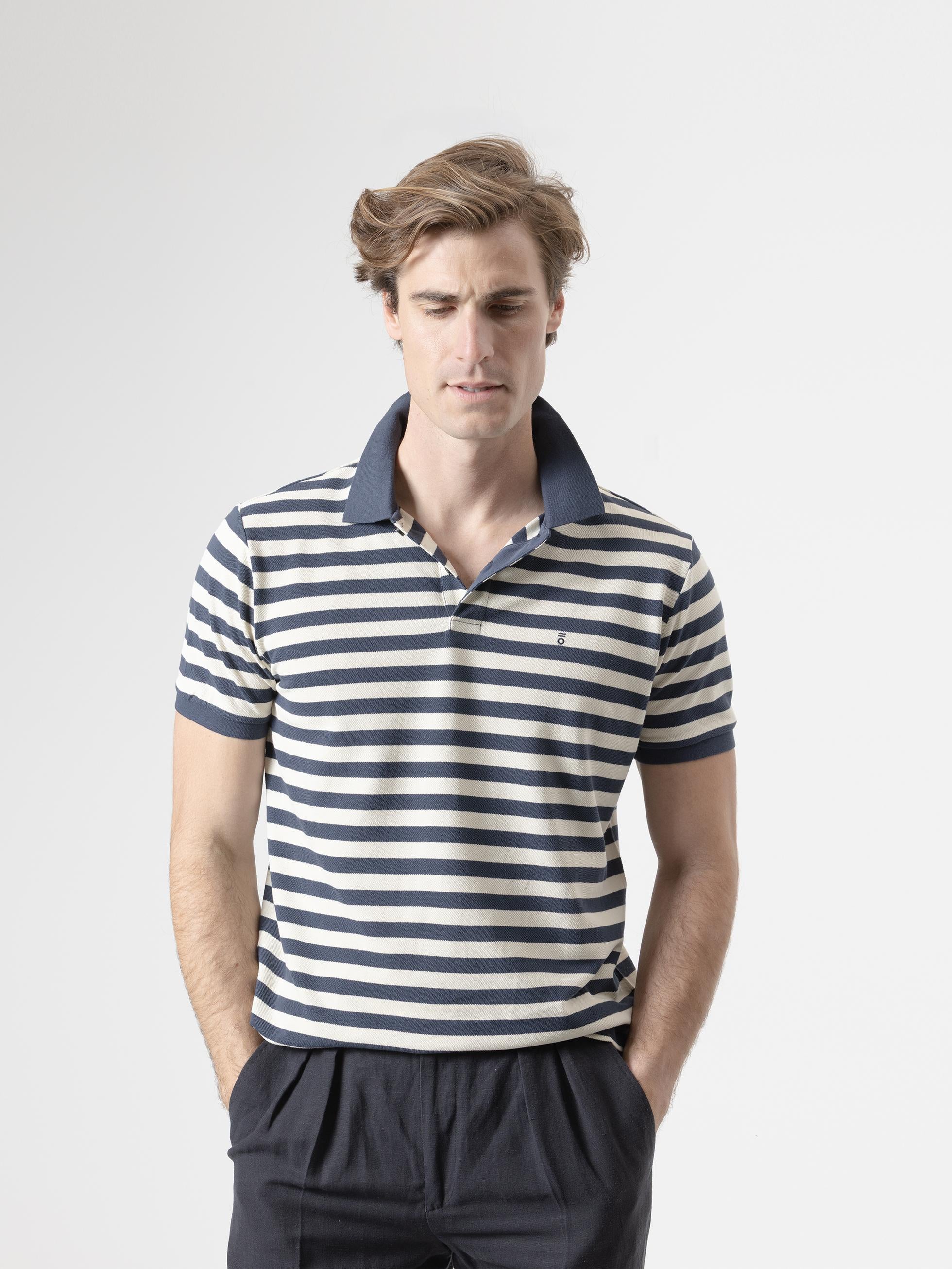 POLO PIQUE RAYAS MARINO - Image 4