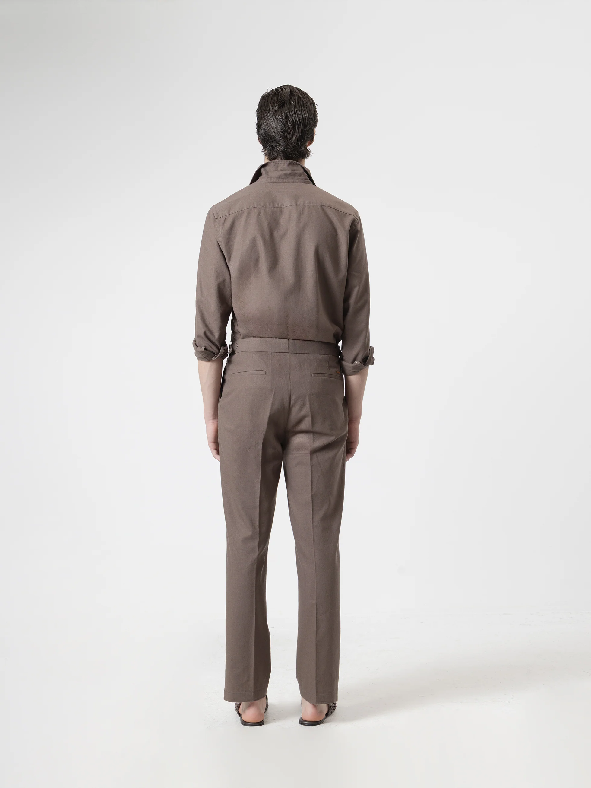 PANTALÓN SET LINO MARRÓN CHOCOLATE - Image 5