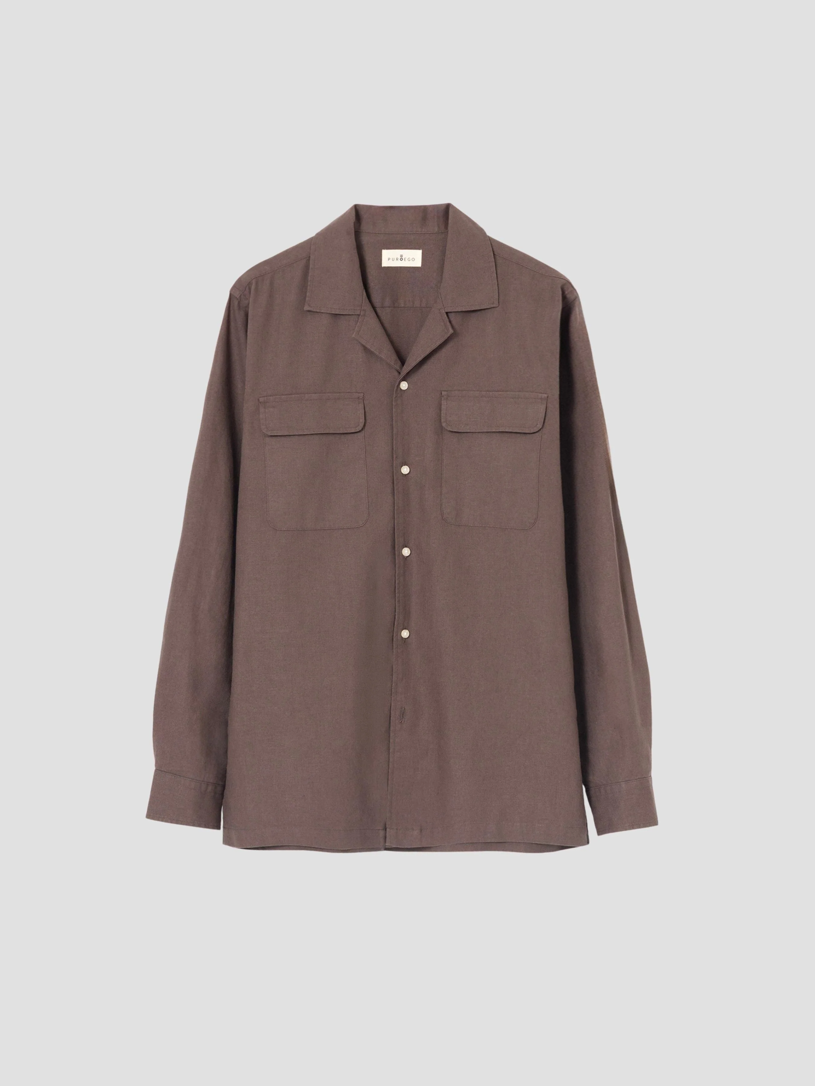 CAMISA SET LINO MARRÓN CHOCOLATE