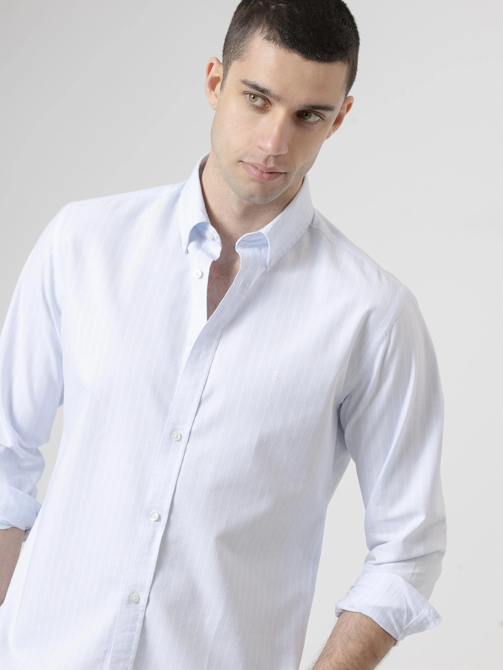 CAMISA ALGODÓN RAYAS CELESTE - Image 3