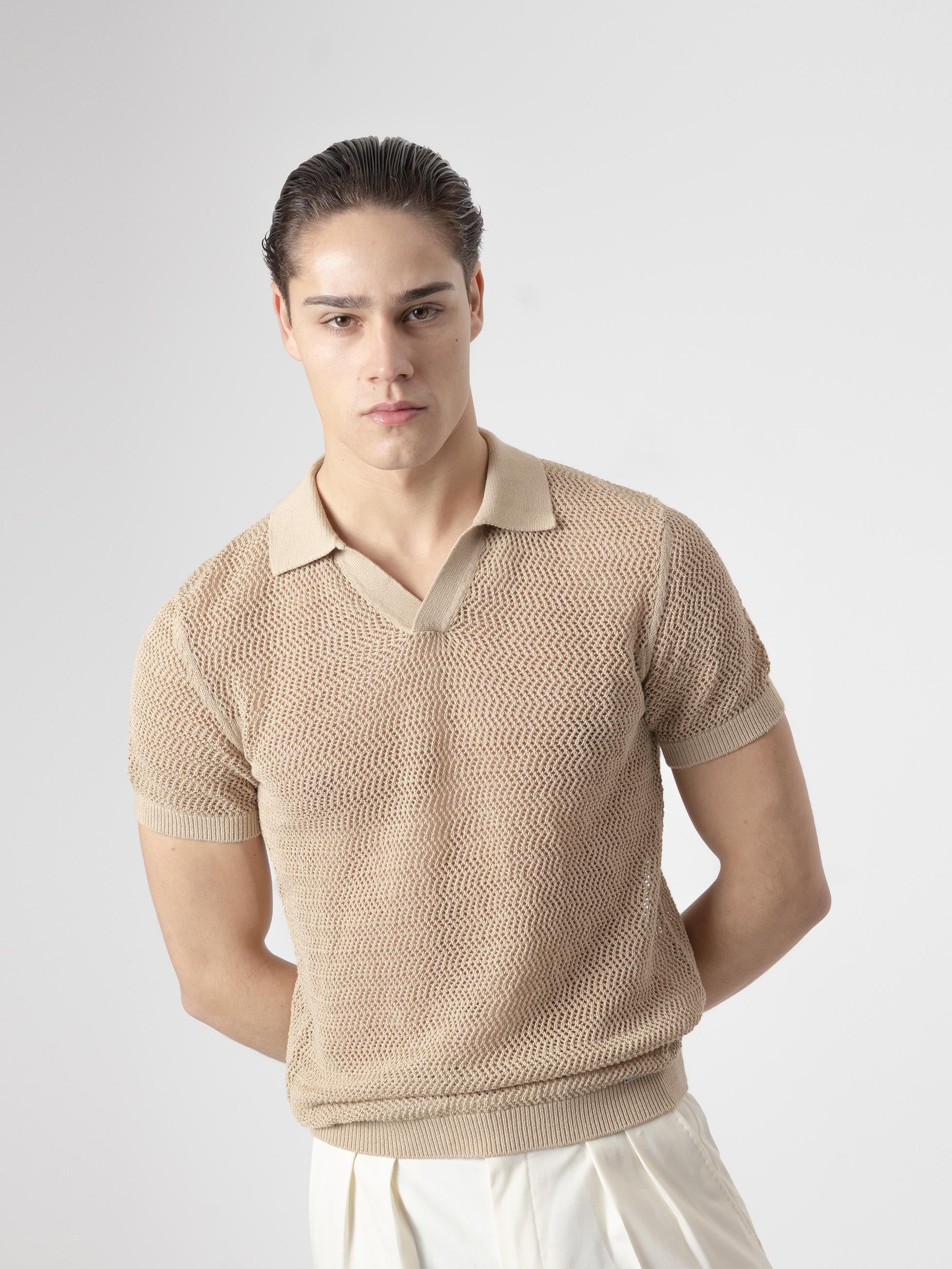 POLO PUNTO CROCHET BEIGE - Image 3