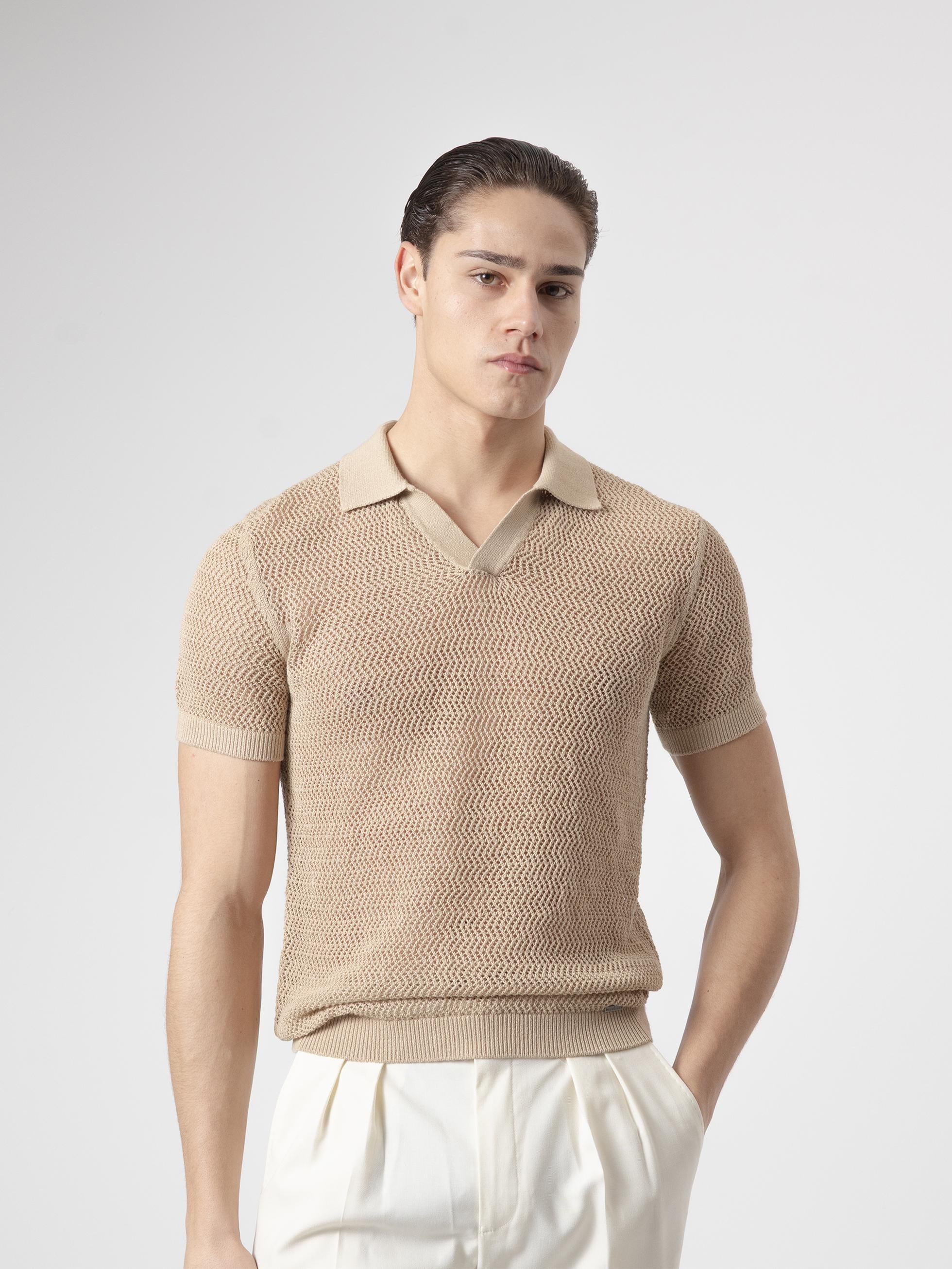POLO PUNTO CROCHET BEIGE - Image 4
